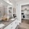 a bathroom with a large mirror